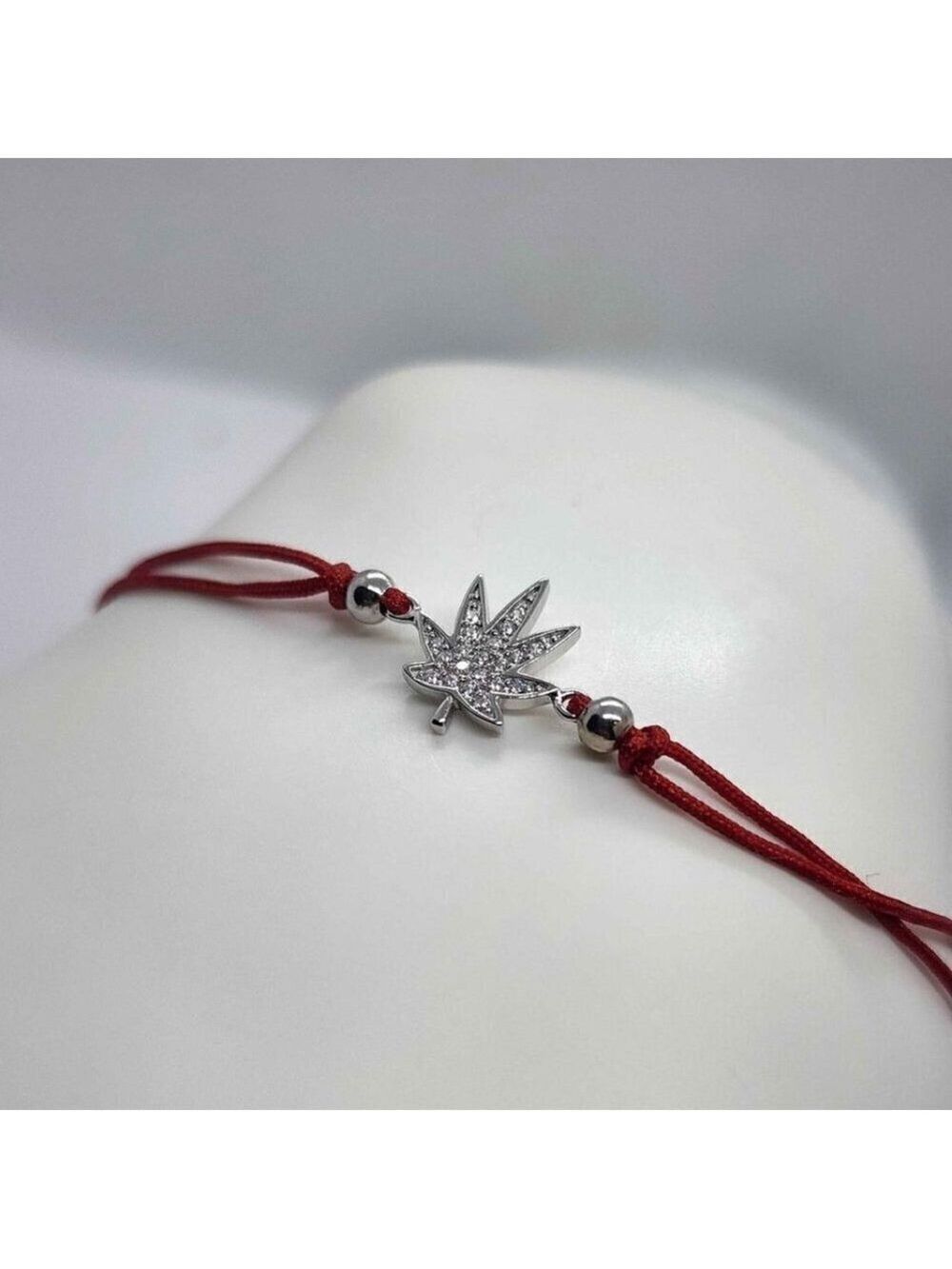NEW Sterling Silver 925 Leaf Design With Red String Bracelet